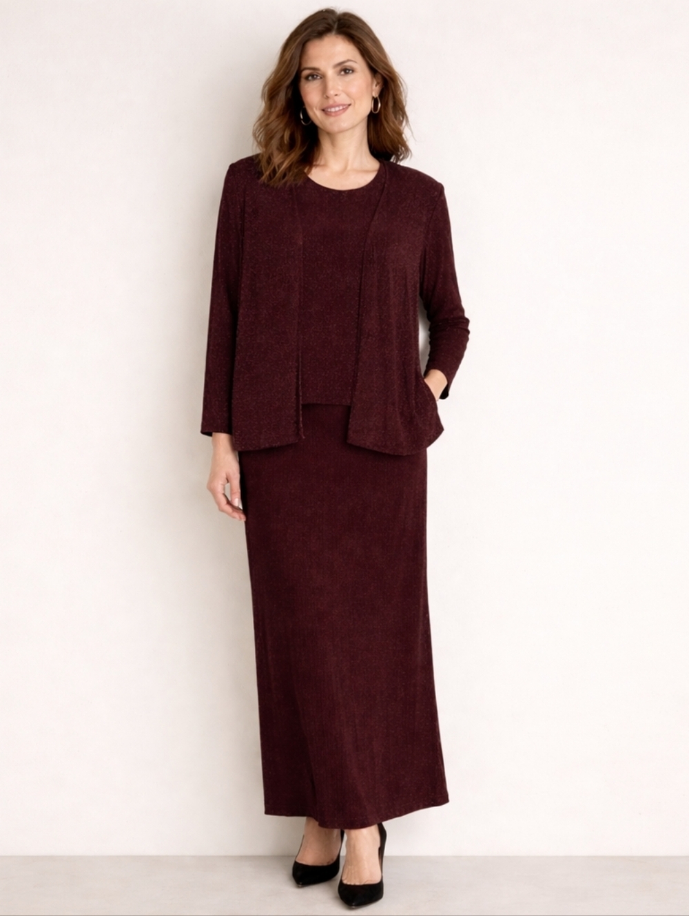ALEX EVENINGS Size 24 PETITE 2-Piece Set: Sparkle Jacket & Sleeveless Maxi Dress